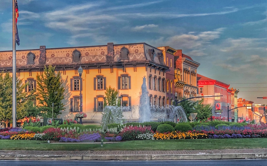 Many Friday nights during the summer our town has free concerts on the town square. We have a wonderful fountain that is beautifully landscaped right in the middle of our square.