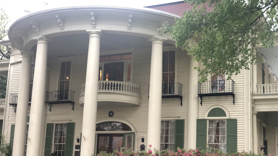 A beautiful old home in a charming park in central Tyler. The architecture and furnishings of the home are all original since it was owned by the Goodman-LeGrand family. In spite of the recent storms, the azaleas on the property were still stunning.