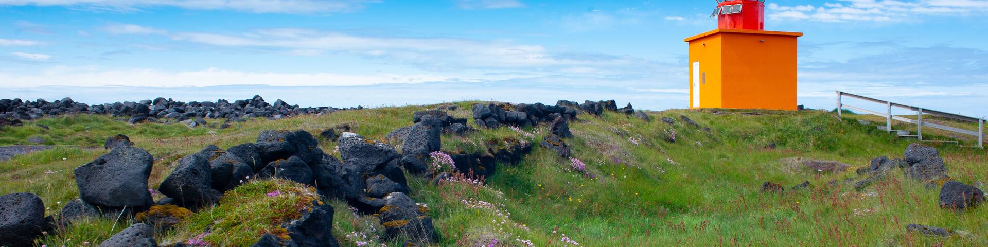 It's a slow drive on a gravel road through the lava fields to get to the end of the Snaefellsnes peninsula. This cheery lighthouse is what awaits you at the end of your journey. #Snaefellsnes #NationalPark