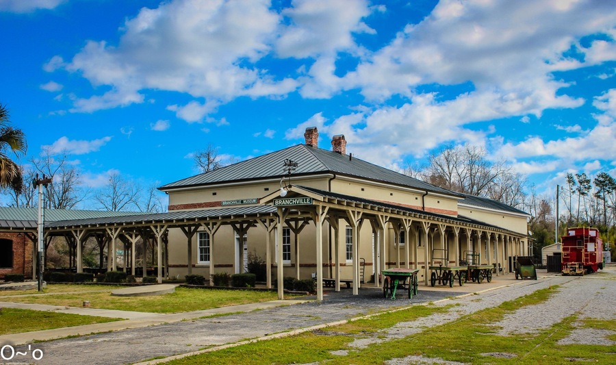 The Branchville Railroad Depot is listed on the National Register of Historic Places.
The front of the structure now houses a museum/shrine of railroad memorabilia, including a caboose. It is open by appointment and children are welcome. Informal tours are led by John Norris, a retired railroad company executive. Admission is free but donations toward the upkeep of the museum are appreciated. Call (803) 707-1788 for information.
The rear of the structure houses the Eatery at the Depot, which serves dinners on Thursday, Friday and Saturday evenings. Reservations are recommended but not required. Call (803) 274-8001 or (803) 515-