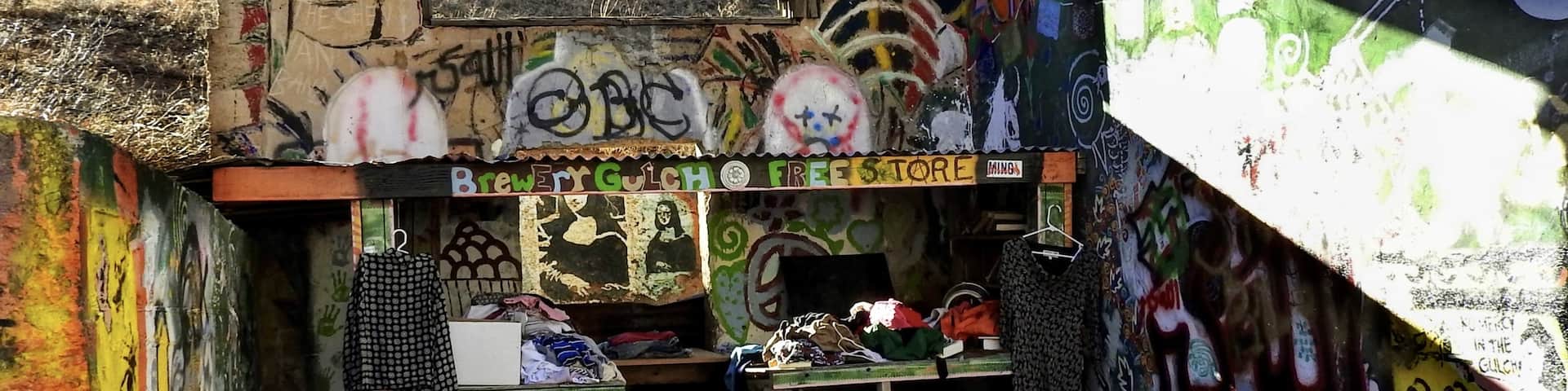 The Brewery Gulch Free Store is a place for the people of Bisbee, Arizona, to leave unwanted but useful items for others to take freely. (January 2016)