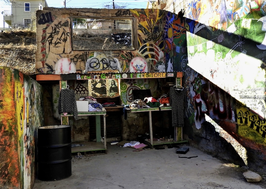 The Brewery Gulch Free Store is a place for the people of Bisbee, Arizona, to leave unwanted but useful items for others to take freely. (January 2016)