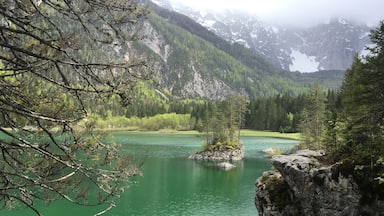 Take the road beyond Fusine (closed in wintertime) towards the Laghi and this emerald mountain lake with grant views is your reward. There are several spots where you see the water bubbling upwards, vulcano style, which fits perfectly with the idyllic scenery. 

The hike around this upper lake takes a good one and a half hour, depending on how many benches you want to try out. There is a connecting trail to the lower lake as well - will try that next time!