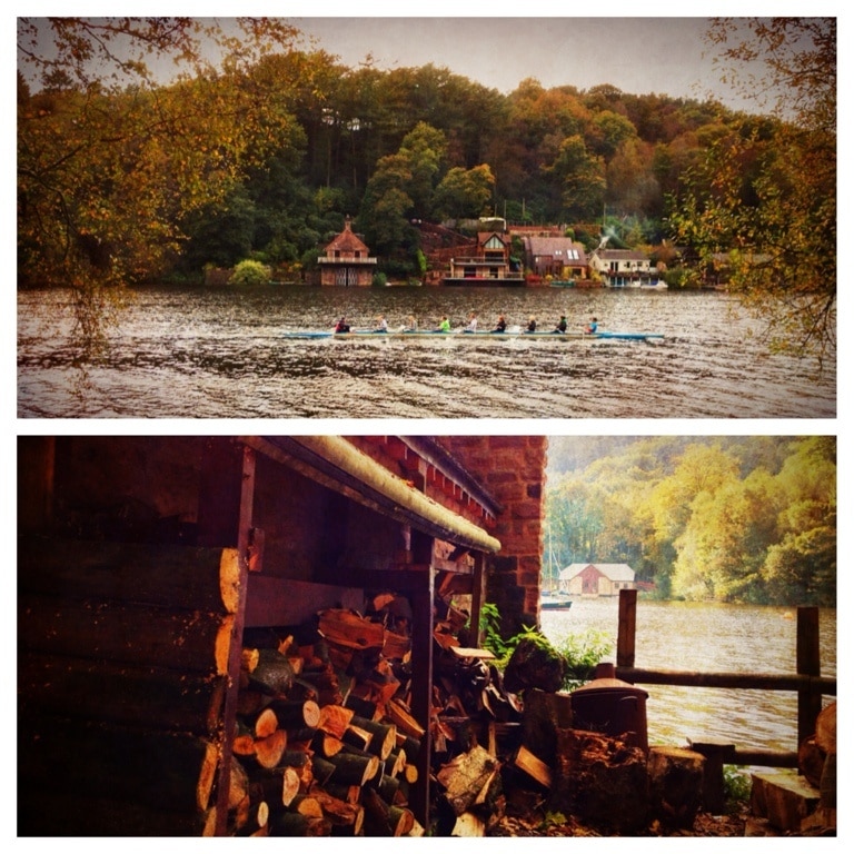 Rowing on Rudyard Lake and wood store outside the Earl of Macclesfield's boathouse. Rudyard Lake is where Rudyard Kipling got his name from - his parents went on holiday there. 