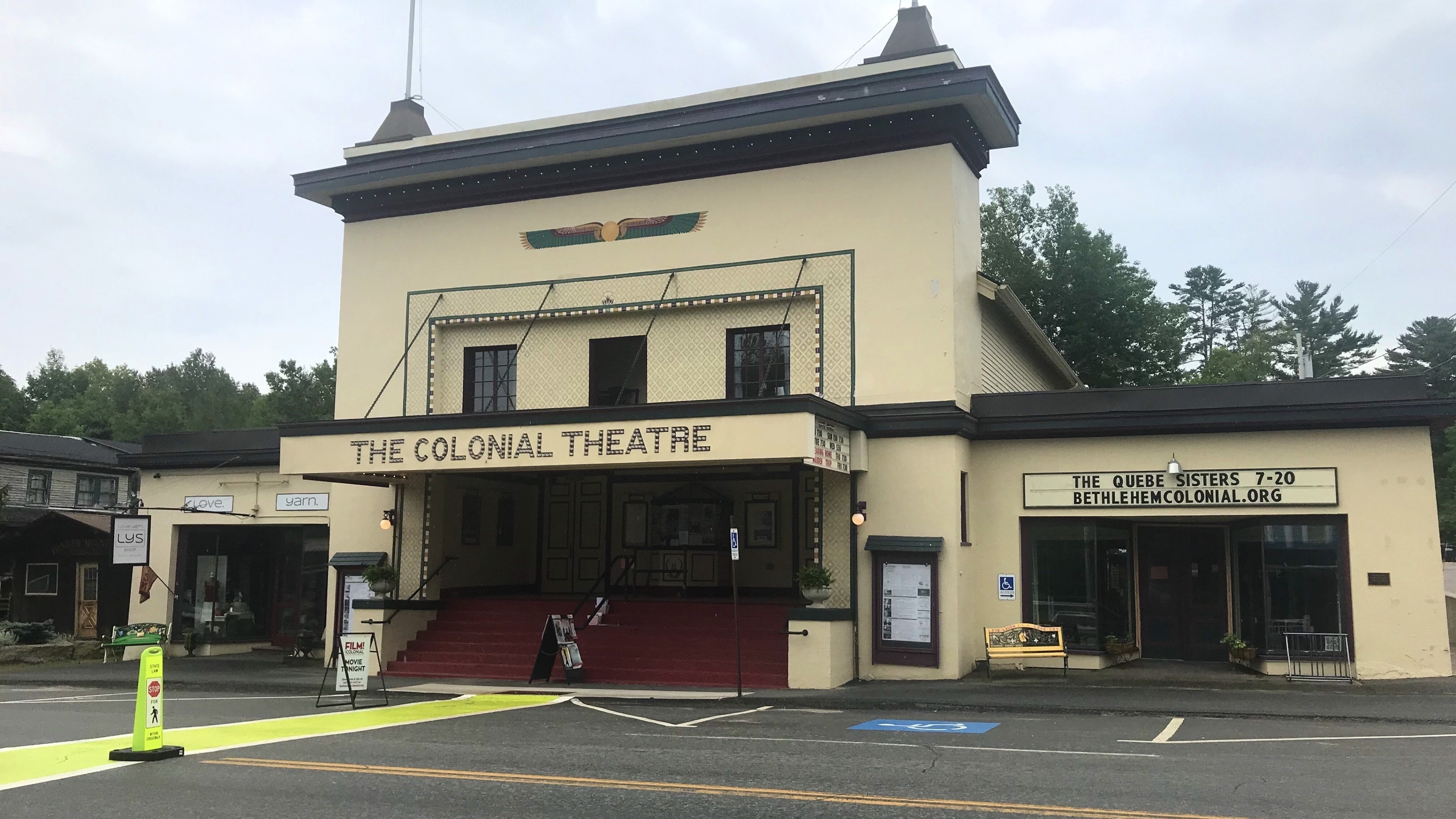 The Colonial Theater in Bethlehem, New Hampshire  is one of the oldest continually running cinemas in the country. It was built in 1915. Later in the year blankets to keep warm are provided for the patrons.
A few years ago a new digital projector together with an improved sound system was installed and this has considerably enhanced the viewing and listening experience!