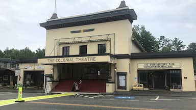 The Colonial Theater in Bethlehem, New Hampshire  is one of the oldest continually running cinemas in the country. It was built in 1915. Later in the year blankets to keep warm are provided for the patrons.
A few years ago a new digital projector together with an improved sound system was installed and this has considerably enhanced the viewing and listening experience!