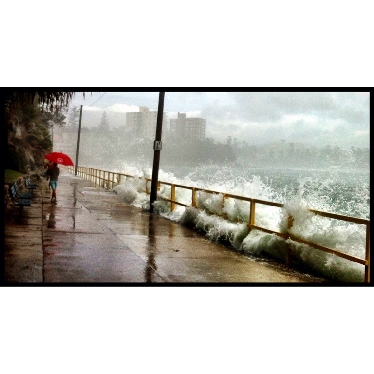 Walk from Manly beach to Shelly beach day after cyclone Oswald. Angry sea..