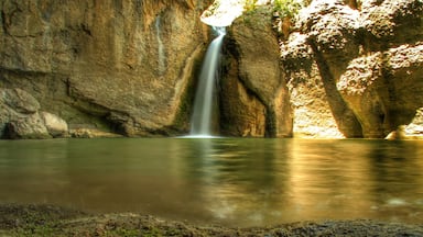 Waterfall in the end of foot path by Emen Canyon,  called Moving skok,  which is connected with legend of Bulgarian girl, who jumped into the water by more than 50 meters high,  because she don't wanted to accept Turkish faith. 
