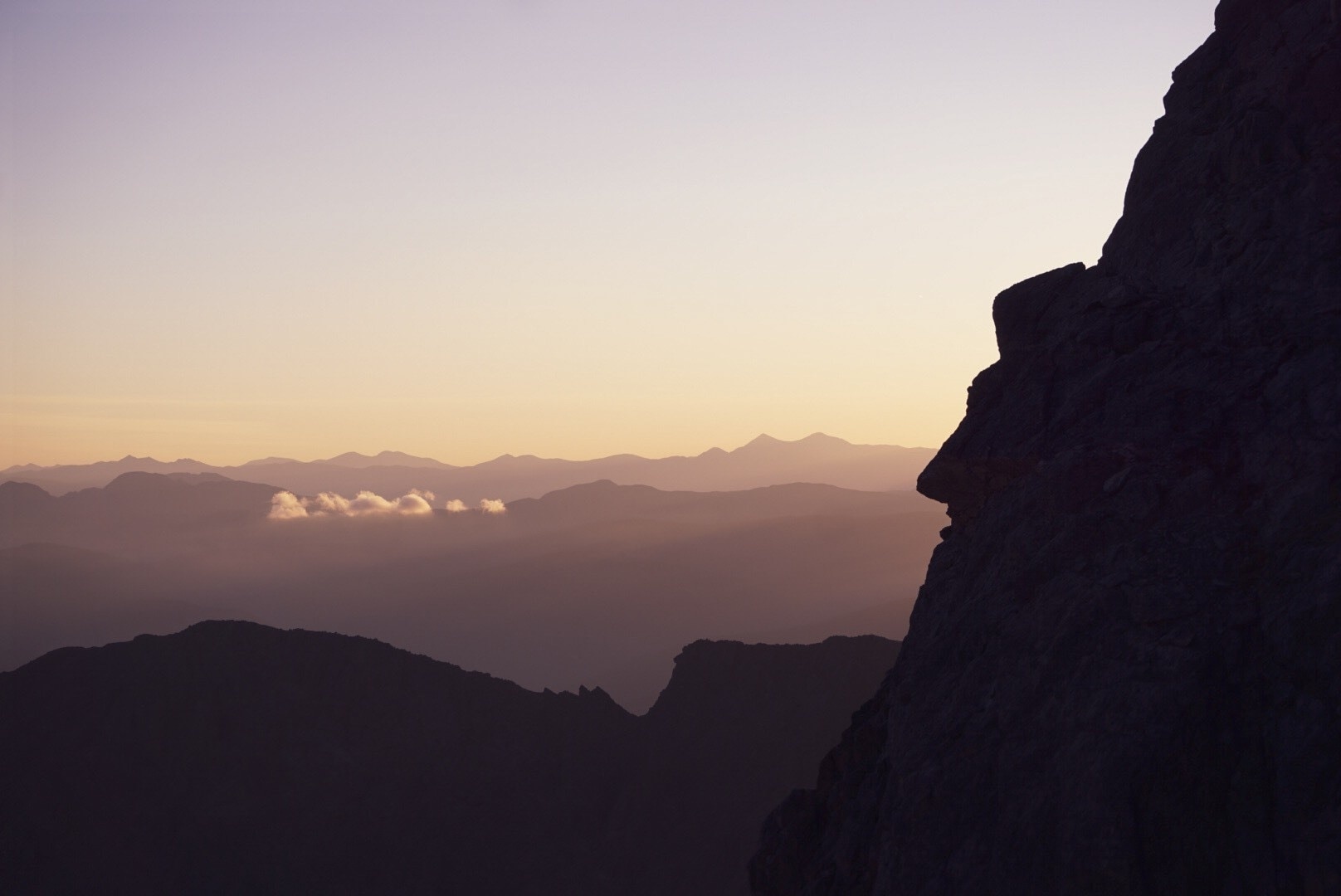 One of the mountains faces brought to life by the first rays of sunrise. 

#adventure