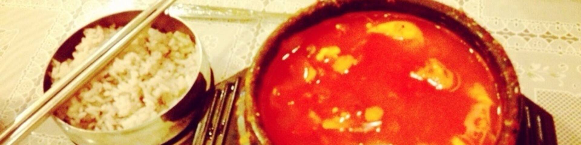 Soft tofu soup after a soak = WIN