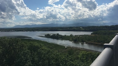 Beautiful view of the Catskills while walking over the famous Hudson River.