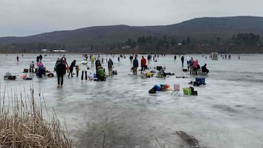 We were pretty impressed with this. Never seen a frozen body of water strong enough for all of this activity!