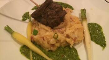 Great skirt steak with chimichurri sauce at Seviche. Don't miss the calamari appetizer!