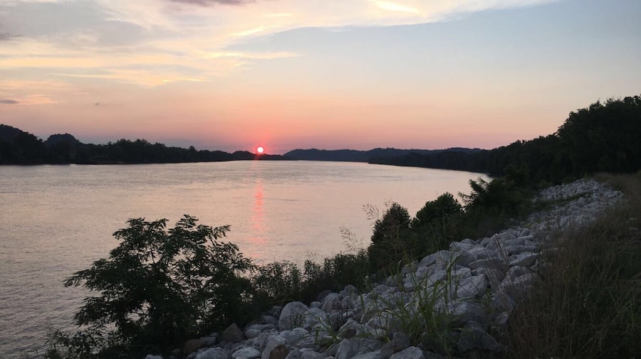 Ohio River as the sun was setting. #Ohio #AquaTrove #Sunset