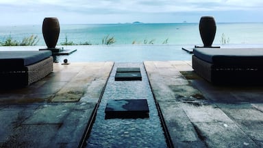 View from the lobby of Mia Resort Nha Trang.

The resort is situated along 2km of rocky coastline, and offers private villas carved into the cliffs.  It's about 20 minutes from the center of Nha Trang and definitely worth a visit for some quality R & R.