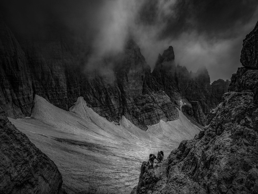 Climbers race the failing weather to find safe haven at the Rifugio XII Apostoli in the Brenta Group of the Dolomites. Via Feratta Bocchette is one of the most spectacular Via Feratta routes in the Italian Alps.
#Adventure #dolomites #italy