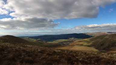 Panorama from the top of Trum Gelli mountain, Wales.