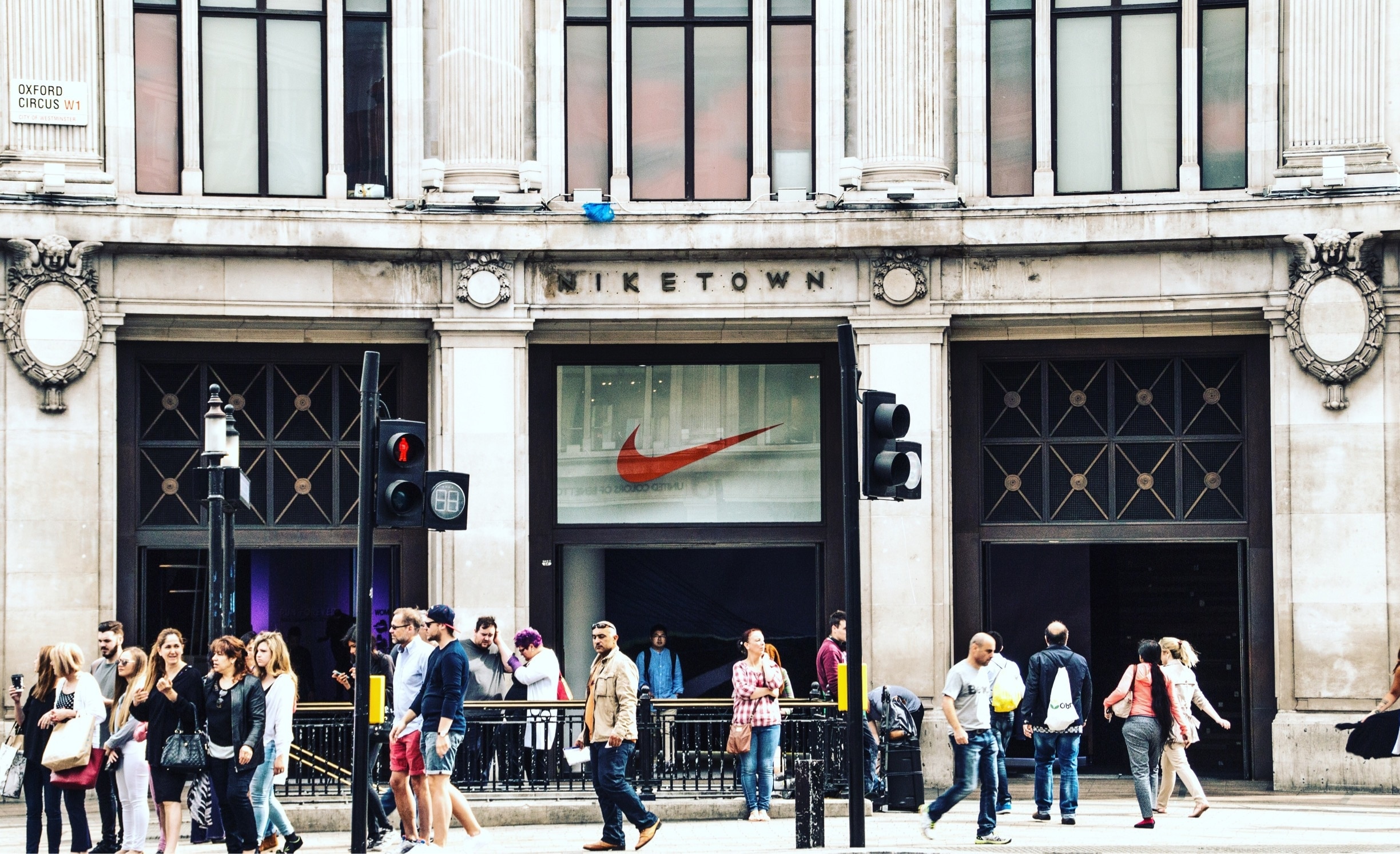 A Nike store in London's biggest shopping district. Cool architecture on the outside also.