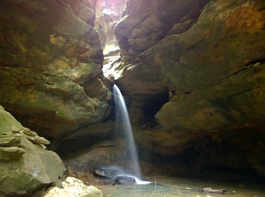 Conkles Hollow is a state nature preserve within the Hocking Hills region. Its sheer cliffs of Black Hand sandstone rise nearly 200 feet above the valley floor.
The deep, cool gorge, which is only 100 feet wide in places and is considered to be the deepest in Ohio, has numerous waterfalls cascading over its sandstone cliffs.
The lower trail through the gorge is about 1 mile and is accessible for the most casual of hikers. The rim trail is a couple miles long and is a bit more strenuous.