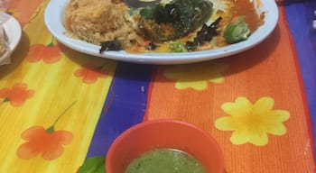 This is a little local Restaurant on a neighborhood street. The prices are great and the food also very good. The dish is a chilly Relleno stuffed with cheese and scrimp. 
#LikeAlocal