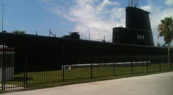 WWII  submarine dry docked 