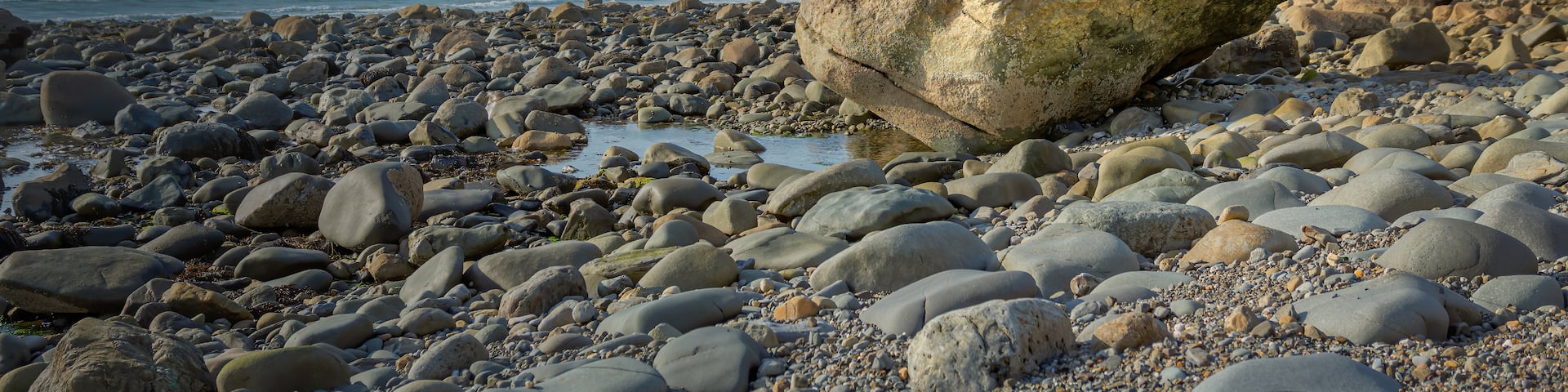 Beautiful shingle beach near to the Cae Du Farm, Wales.