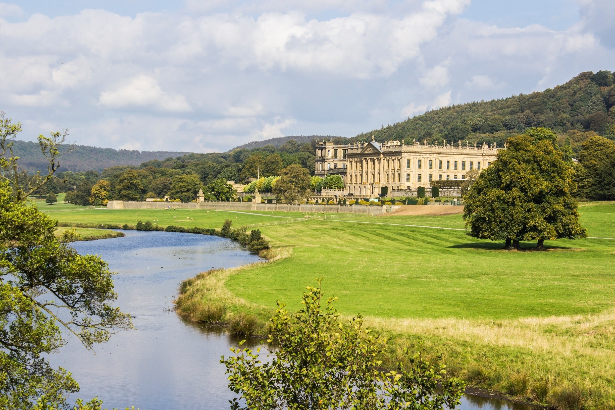 Chatsworth House (château baroque), Bakewell, Angleterre, Royaume-Uni