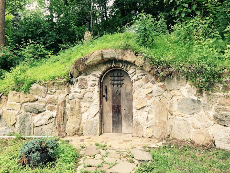 An authentic Hobbit House built right into the hill.