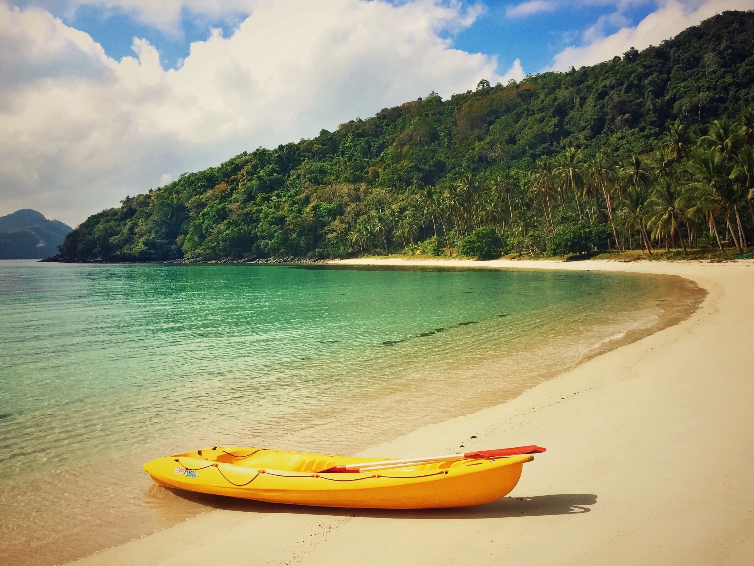 By kayak we found our way to this perfect, secluded beach off the coast of Port Barton in the Philippines #BeachBound #thephilippines #asia