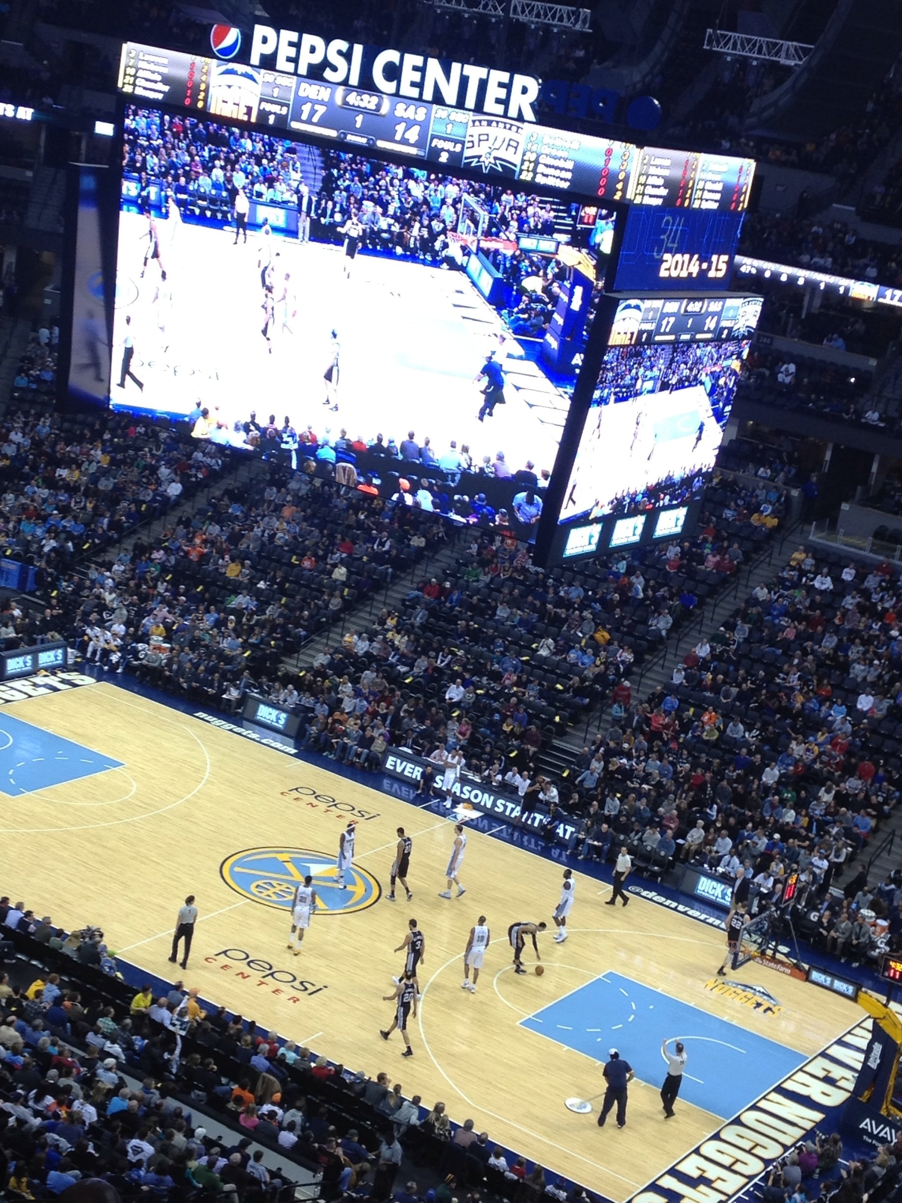 Nuggets vs Spurs. Go Spurs Go!!!! This one was one of my best nights ever! Too bad I had to watch spurs playing w the nuggets as local! But we still beat them 😉 yeah!