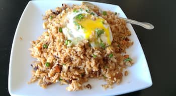 Nam's special fried rice is a Vietnamese style fried rice. I love the taste and the ingredients in the dish - shrimp chicken, sausage, carrot, egg. #GoodEats