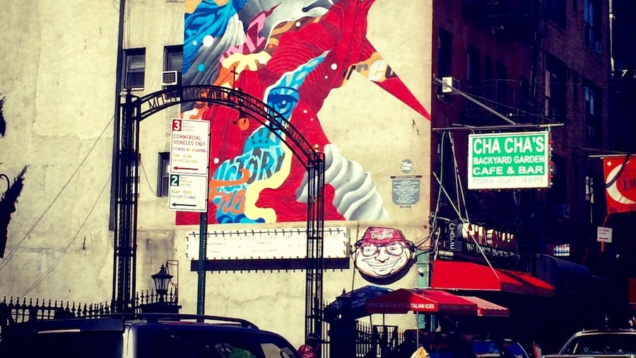 Lovely street art in Mulberry Street, Little Italy, New York City