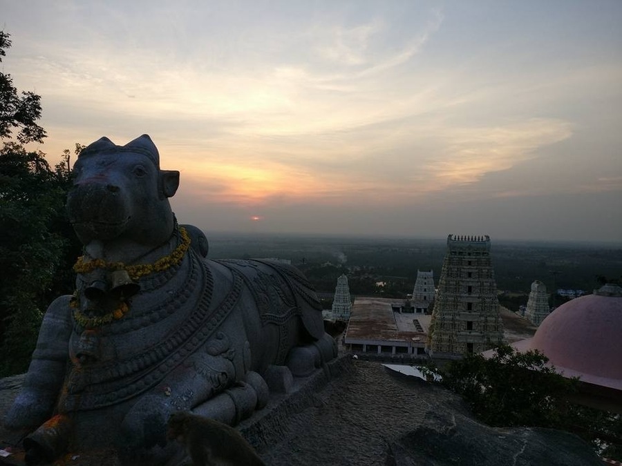 View from the top of Adichuchunagiri hills in hassan. This temple is full of Lord Bairava statues
