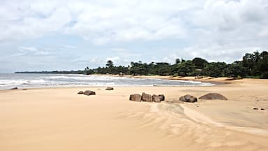 Chutes de la Lobé: the (beautiful) beach nearby. 