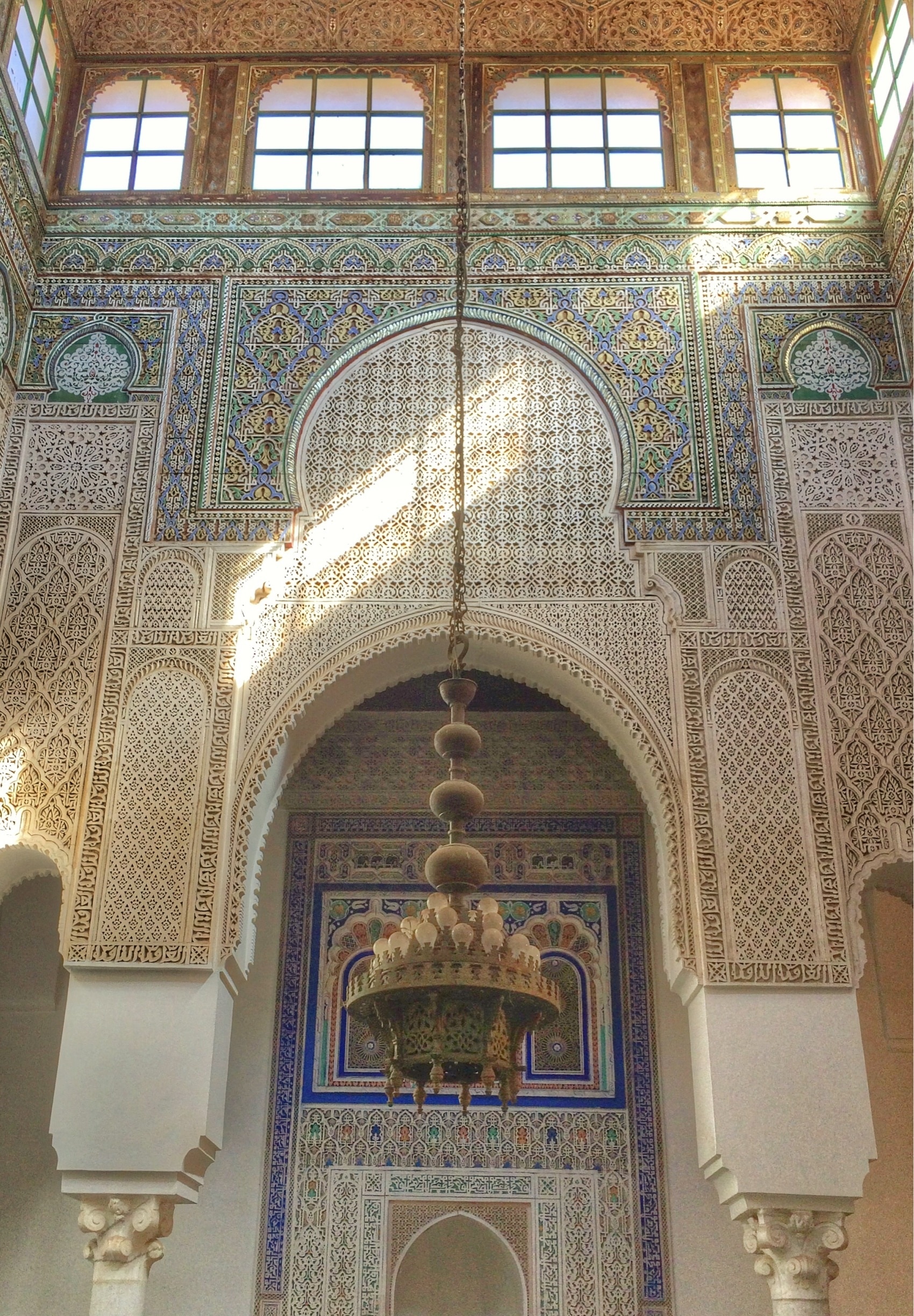Amazing detail inside the Mausoleum of Moulay Ismail in Meknes which is open to non Muslims.  It is closed between 12-3 most days.  Try to avoid the tour groups which are especially thick in the afternoons.