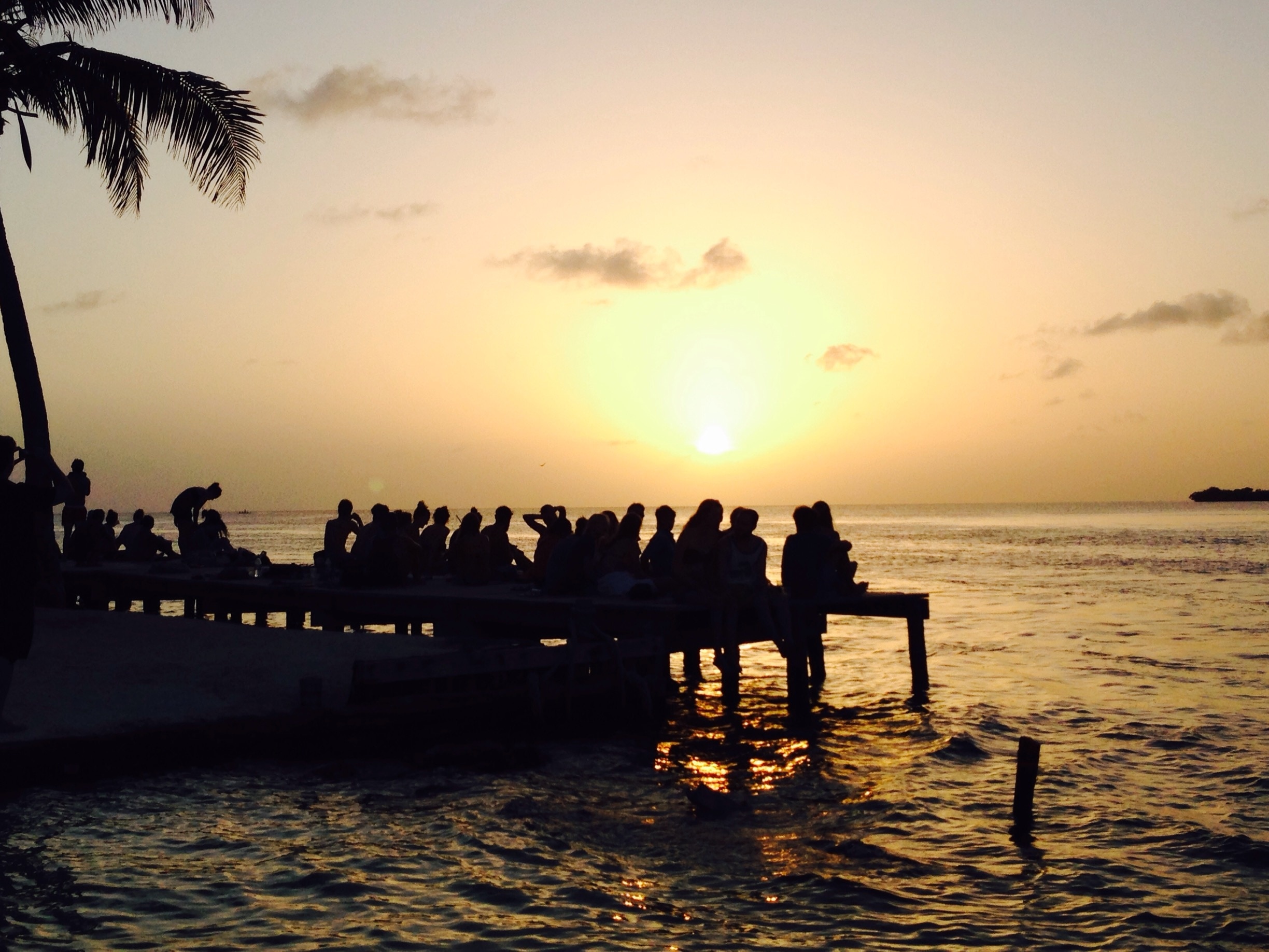 Sunset at The Split Bar Caye Caulker after a days scuba diving the blue hole. I would recommend Frenchie's dive school if you plan to do any diving in Caye Caulker. 