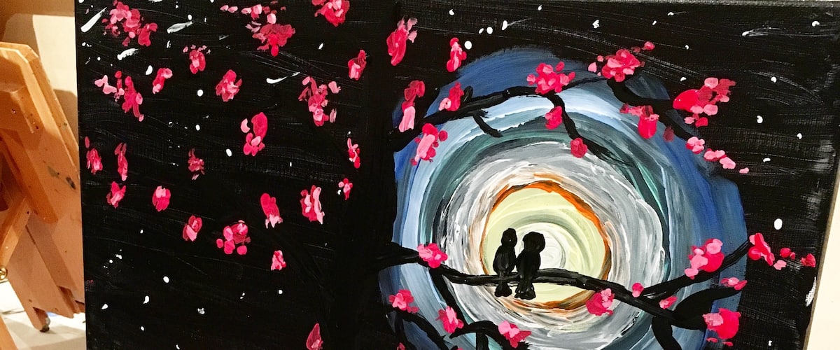 Go online and look for an evening that suits your mood and painting style. Local artists walk you through this artist process. I happen to be a hopeless romantic and painted the "Love Birds" Simple beverages served, with a small selection of appetizers to keep you mellow and content as you paint with friends.