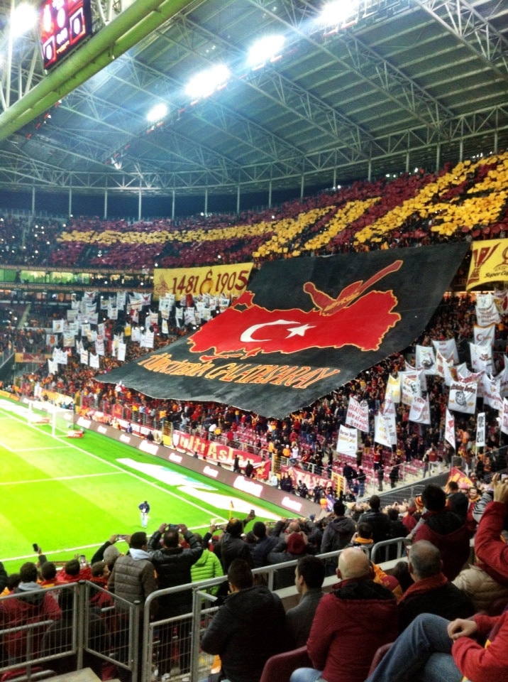 Galatasaray funs demostration before derby match in TurkTelecom ARENA stadium in İstanbul February 22 / 2014 