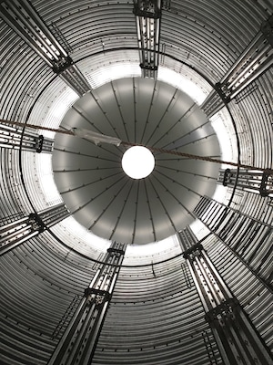 This photo is the view looking up into The Corn Crib restaurant’s silo-inspired entrance. Shelby, Iowa.
#Details