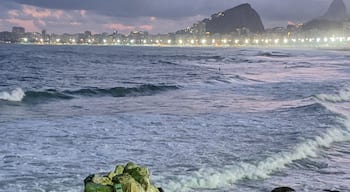 View of the beach from the fisherman's wharf just after sunset.