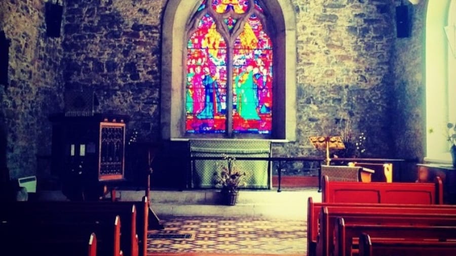 St Patricks Church on the Hill of Tara, County Meath, Ireland. It was so grey when I walked in then I found this window! #stpatrick #church #countymeath #Ireland #colour #travel #architecture