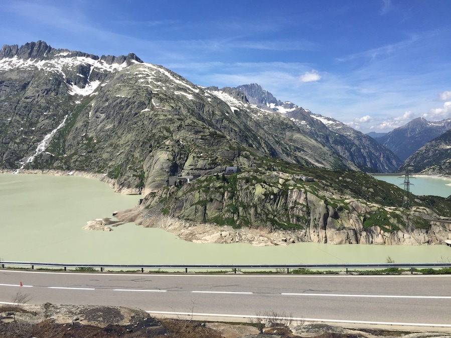 Here is a view of the Historic Grimsel Hotel located in the mountains in the middle of nowhere