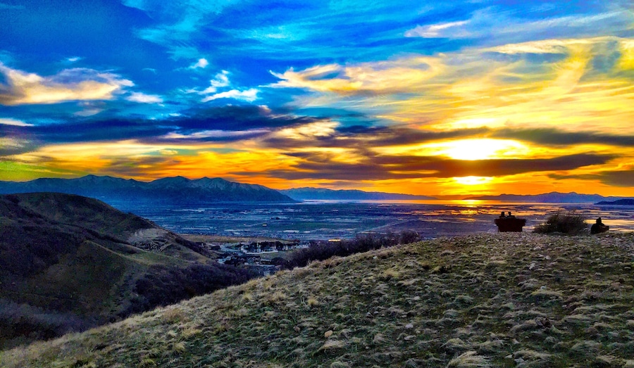 Wild Rose Trail is located in North Salt Lake, Utah .Shown here is Sunset Peak along the trail. An excellent spot to take in the sunset.