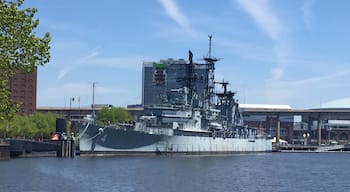 The USS Little Rock and the submarine, USS Croaker just to the left. Both are open for tours.