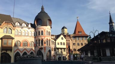 Komarno is a town situated on the Slovakian-Hungarian border.

Evropske namesti (Europe square) contains a variety of buildings that represent various historical architectural styles in Europe.

You can get here by direct train from Bratislava, or from Nove Zamky.

