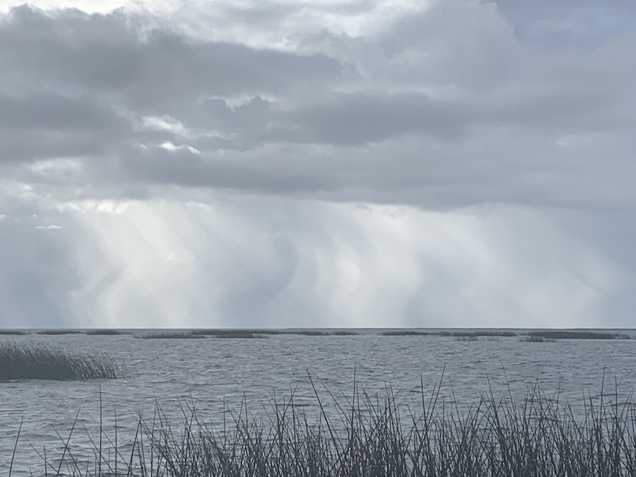 Rain shower over Lake Okeechobee.
