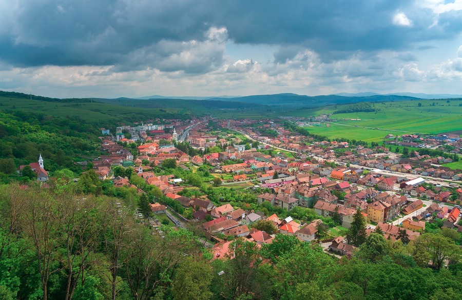 The Village of Rupea viewed from the Citadel of the same name.