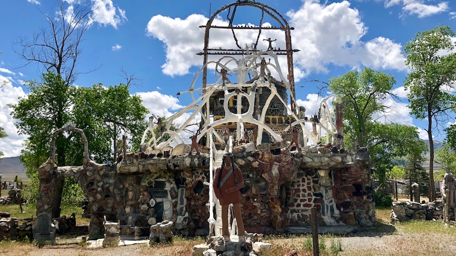 Located about 35 miles west of Winnemucca and visible from I80, the Thunder Mountain Monument was built by Frank Van Zant aka 'Chief Rolling Mountain Thunder'