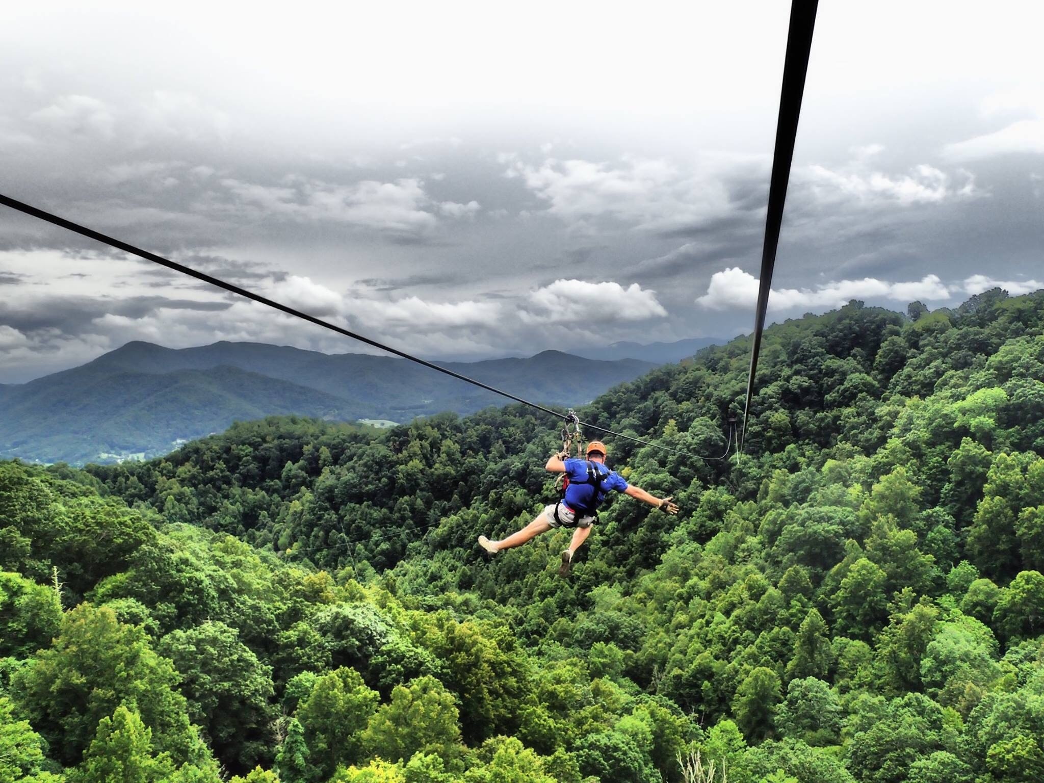 The Blue Ridge Experience's 3600 foot 2nd zip. Awesome views of the Blue Ridge Mountains!