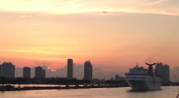 Beautiful sunrise from the Port of Miami with a cruise ship in the water and an airplane in the sky! Great way to start the morning ! 